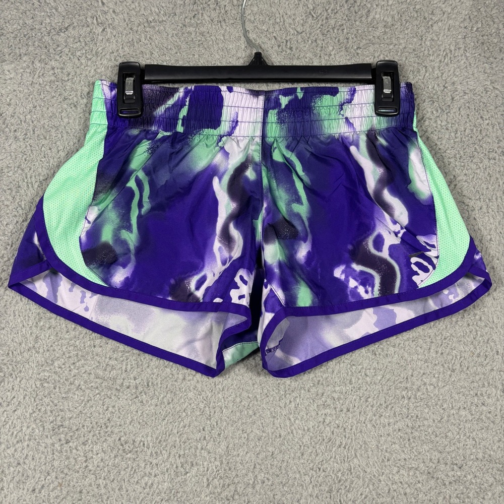 Nike Running Shorts Womens Small Purple Green 588336-504 Dri-FIT Marble Mesh